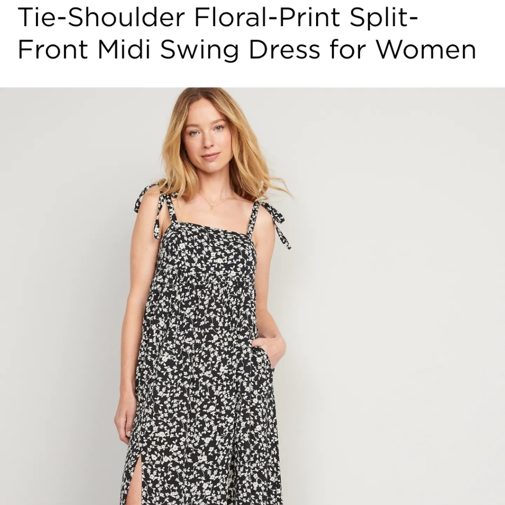 NWT Tie Shoulder Floral Print Midi Spring  Dress, small